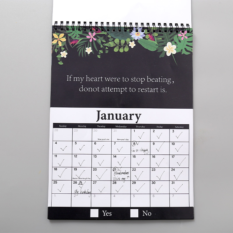 Spiralgebundener Kalender aus dickem Papier